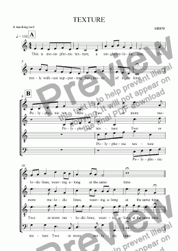 page one of Texture, an SATB Guide