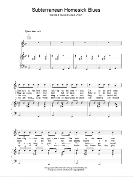 page one of Subterranean Homesick Blues (Piano, Vocal & Guitar Chords)