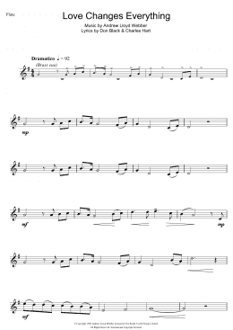 page one of Love Changes Everything (from Aspects of Love) (Flute Solo)