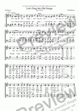 page one of "Let's Sing the Old Songs, Let's Sing the New" - Gospel song