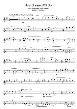 page one of Any Dream Will Do (from Joseph And The Amazing Technicolor Dreamcoat) (Alto Sax Solo)