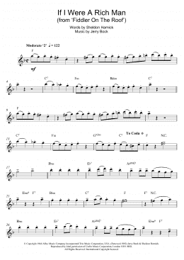 page one of If I Were A Rich Man (from Fiddler On The Roof) (Alto Sax Solo)