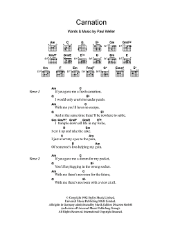 page one of Carnation (Guitar Chords/Lyrics)