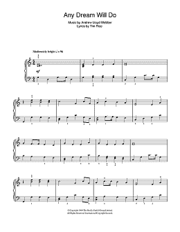 page one of Any Dream Will Do (from Joseph And The Amazing Technicolor Dreamcoat) (Easy Piano)