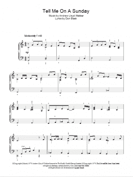 page one of Tell Me On A Sunday (Easy Piano)