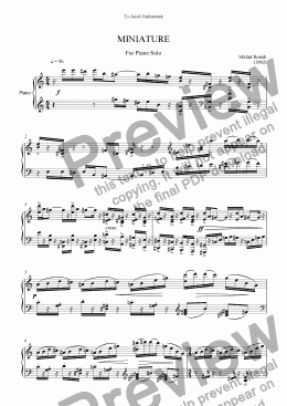 page one of Miniature for Piano