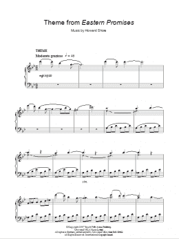 page one of Theme from Eastern Promises (Piano Solo)
