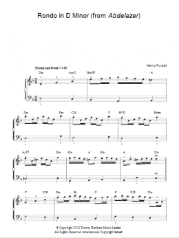 page one of Rondo In D Minor (from Abdelazer) (Easy Piano)