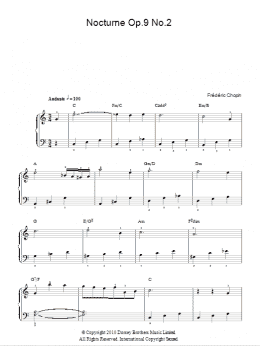page one of Nocturne in Eb Major, Op. 9, No. 2 (Easy Piano)