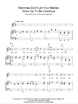page one of Mammas Don't Let Your Babies Grow Up To Be Cowboys (Piano, Vocal & Guitar Chords (Right-Hand Melody))