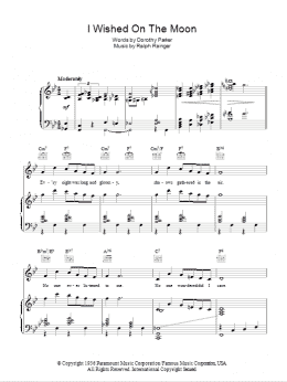 page one of I Wished On The Moon (Piano, Vocal & Guitar Chords)