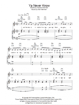 page one of Ya Never Know (Piano, Vocal & Guitar Chords)