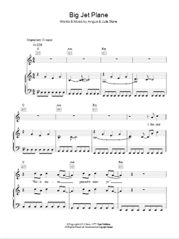 page one of Big Jet Plane (Piano, Vocal & Guitar Chords)