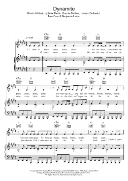 page one of Dynamite (Piano, Vocal & Guitar Chords)