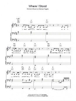 page one of Where I Stood (Piano, Vocal & Guitar Chords)