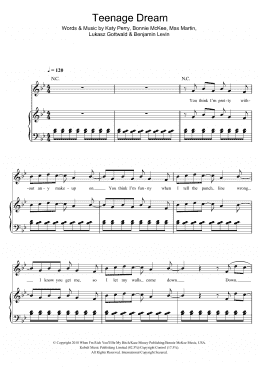 page one of Teenage Dream (Piano, Vocal & Guitar Chords)