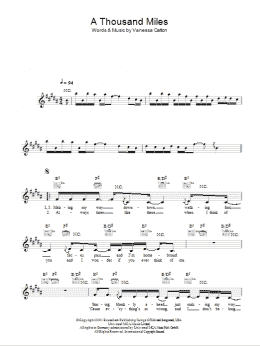 page one of A Thousand Miles (Lead Sheet / Fake Book)