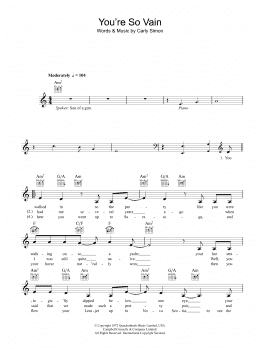 page one of You're So Vain (Lead Sheet / Fake Book)