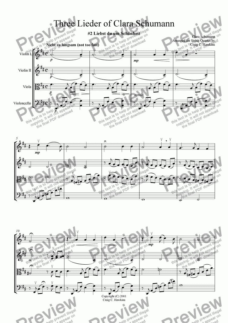 page one of Three Lieder of Clara Schumann: No. 2 "Liebst du um Sch�nheit"