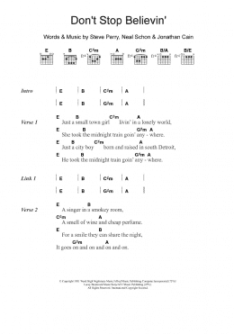 page one of Don't Stop Believin' (Guitar Chords/Lyrics)