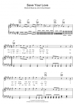 page one of Save Your Love (Piano, Vocal & Guitar Chords)