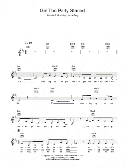 page one of Get The Party Started (Lead Sheet / Fake Book)