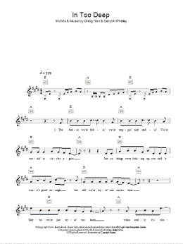 page one of In Too Deep (Lead Sheet / Fake Book)