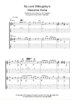 page one of My Lord Willoughby's Welcome Home (as performed by Sting and Edin Karamazov) (Guitar Tab)