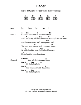 page one of Fader (Guitar Chords/Lyrics)