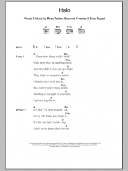 page one of Halo (Guitar Chords/Lyrics)