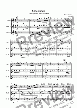 page one of Scherzando for Three Flutes