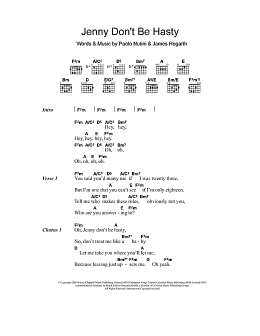 page one of Jenny Don't Be Hasty (Guitar Chords/Lyrics)