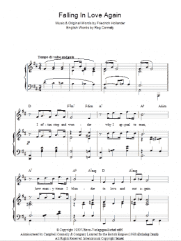 page one of Falling In Love Again (Can't Help It) (Piano, Vocal & Guitar Chords)