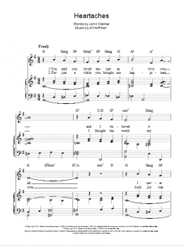 page one of Heartaches (Piano, Vocal & Guitar Chords)
