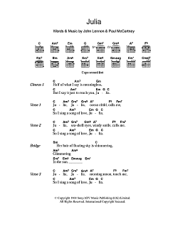 page one of Julia (Guitar Chords/Lyrics)