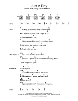 page one of Just A Day (Guitar Chords/Lyrics)