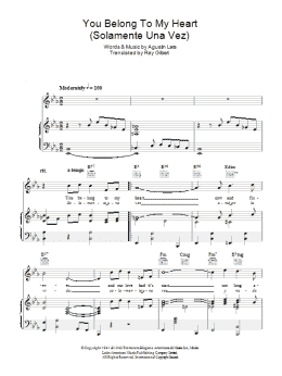 page one of You Belong To My Heart (Solamente Una Vez) (Piano, Vocal & Guitar Chords)
