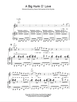 page one of A Big Hunk O' Love (Piano, Vocal & Guitar Chords)