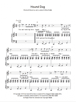page one of Hound Dog (Piano, Vocal & Guitar Chords)
