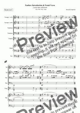 page one of  "Lasst uns erfreuen" - Festival Hymn Sheet Music for Organ, Brass & Perc.