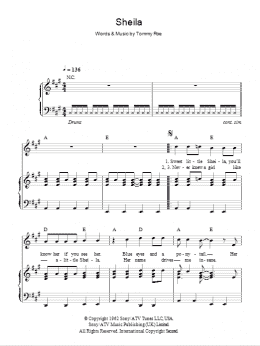 page one of Sheila (Piano, Vocal & Guitar Chords)