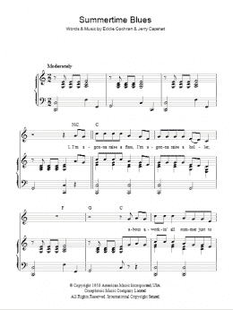 page one of Summertime Blues (Piano, Vocal & Guitar Chords)