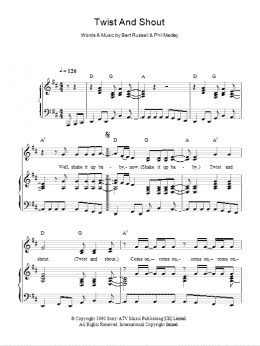 page one of Twist And Shout (Piano, Vocal & Guitar Chords)
