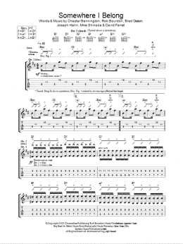 page one of Somewhere I Belong (Guitar Tab)