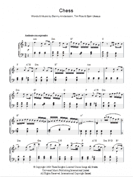page one of Chess (Piano Solo)