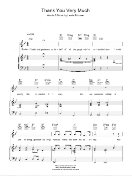 page one of Thank You Very Much (Piano, Vocal & Guitar Chords)