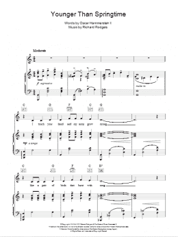 page one of Younger Than Springtime (Piano, Vocal & Guitar Chords)
