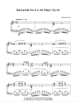 page one of Barcarolle No. 4 In A Flat Major, Op. 44 (Piano Solo)