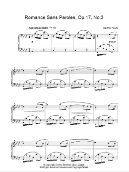 page one of Romance Sans Paroles Op. 17, No. 3 (Piano Solo)