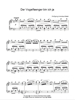 page one of Der Vogelfanger Bin Ich Ja (Piano Solo)